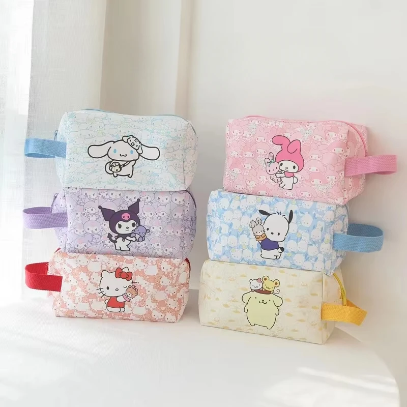 

Sanrio Hello Kitty Handheld Cosmetic Bag Anime Cartoon Kuromi Pencil Case Fashion Stationery Storage Bag Child Holiday Gifts