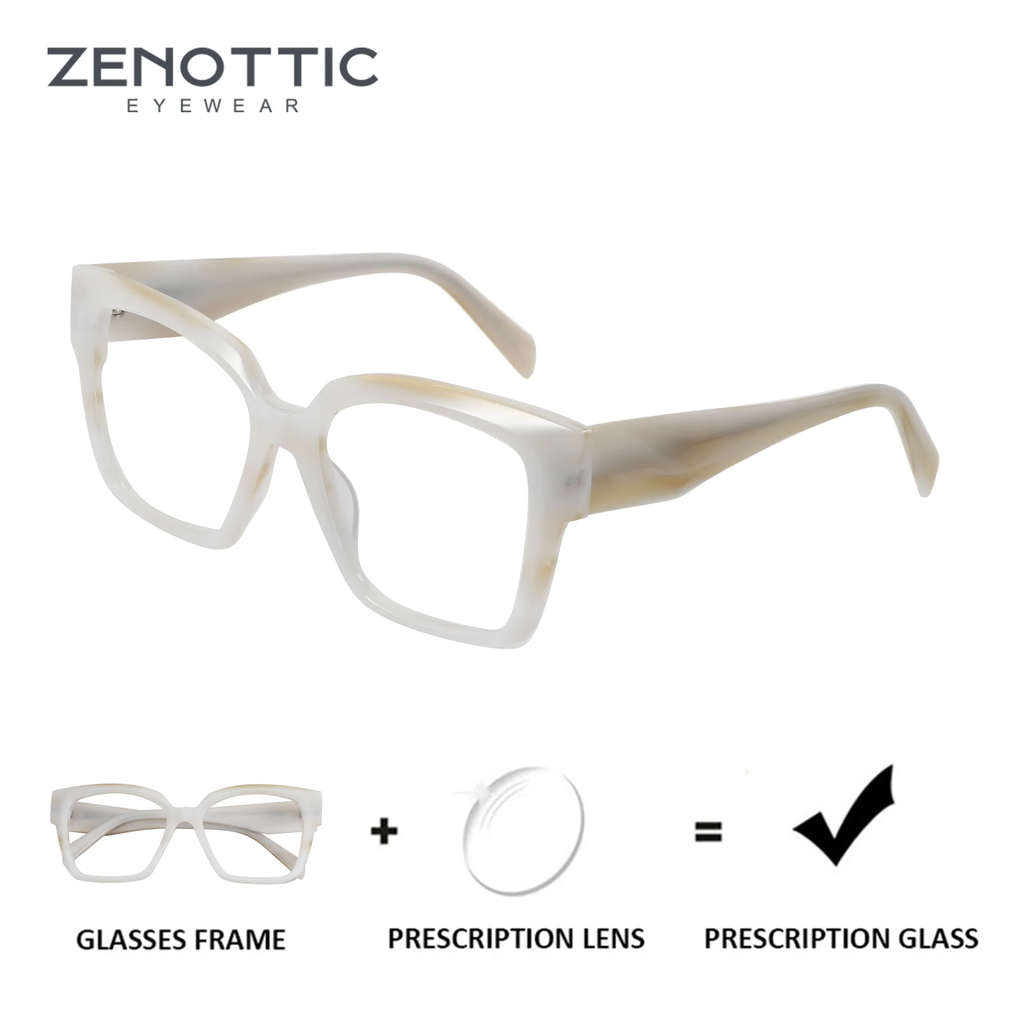 

ZENOTTIC New Arrivals Square Prescription Glasses Handmade Acetate Women Butterfly Progressive Optical Eyeglasses