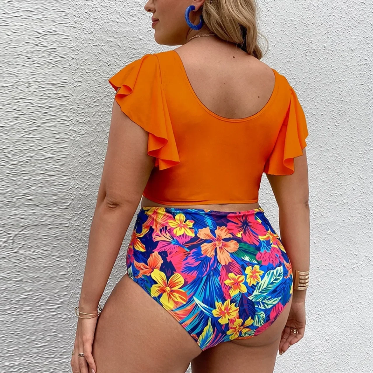 2024 neue Tankini Badeanzüge Frauen Push-up Bikinis Plus Size Bade bekleidung gekräuselte Beach wear Badeanzug hohe Taille Siwim dress Mujer