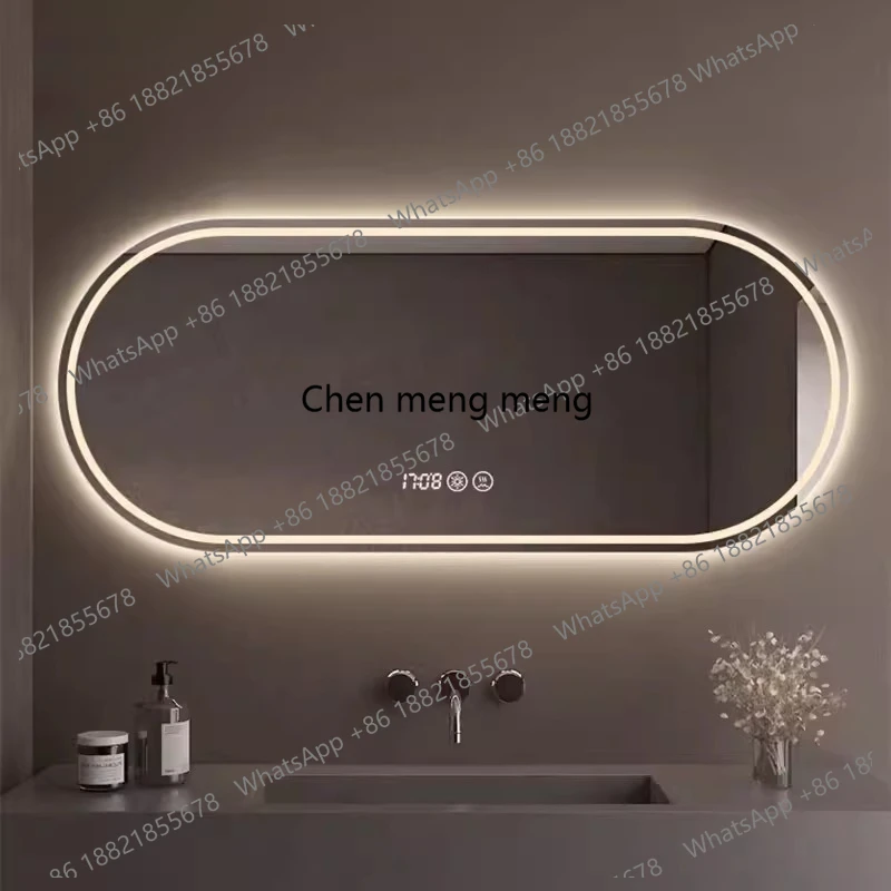 Oval Smart Bathroom Mirror, Horizontal Hanging Luminous Mirror, Toilet Washbasin High Definition Ultra-white Decorative Mirrors