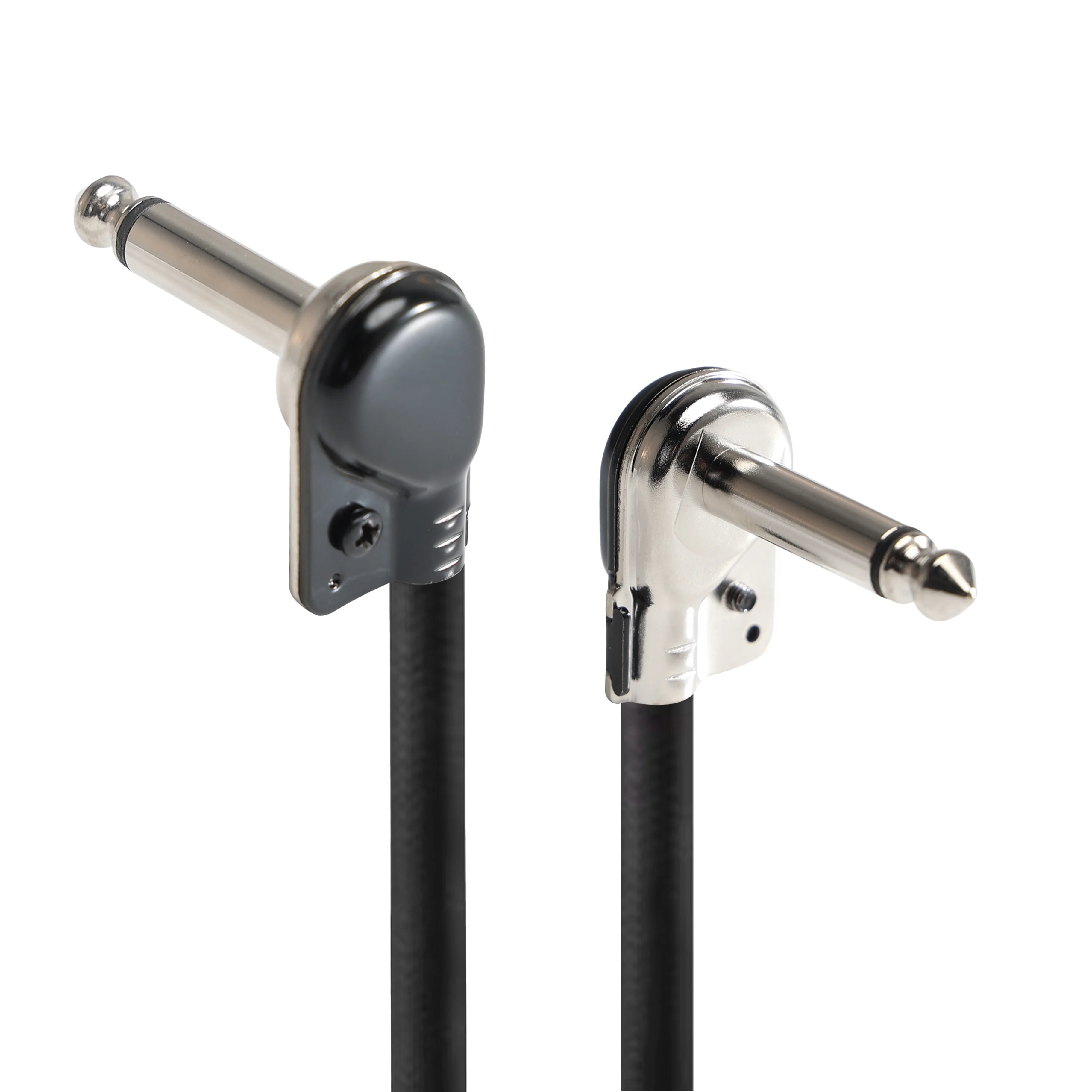 

Pro C Single Screw Mini Nickel Black Plating Right Angle Audio 6.35mm 1/4 Plug Jack Connector Instrument Patch Cable