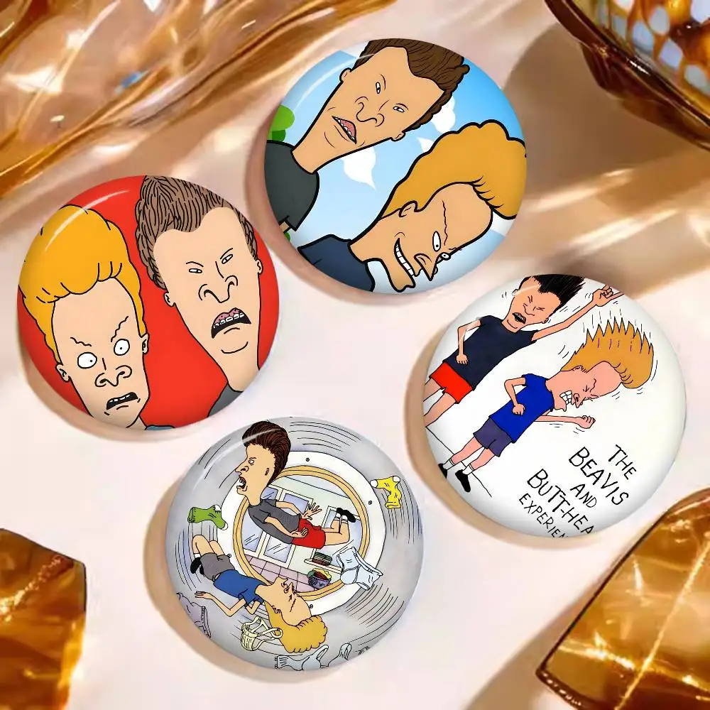 A-Anime-B-Beavis-A-And-B-Butthead Crass-Sarcastic Anime Button Pin Handmade Brooch for Clothes Cartoon Badge Backpack