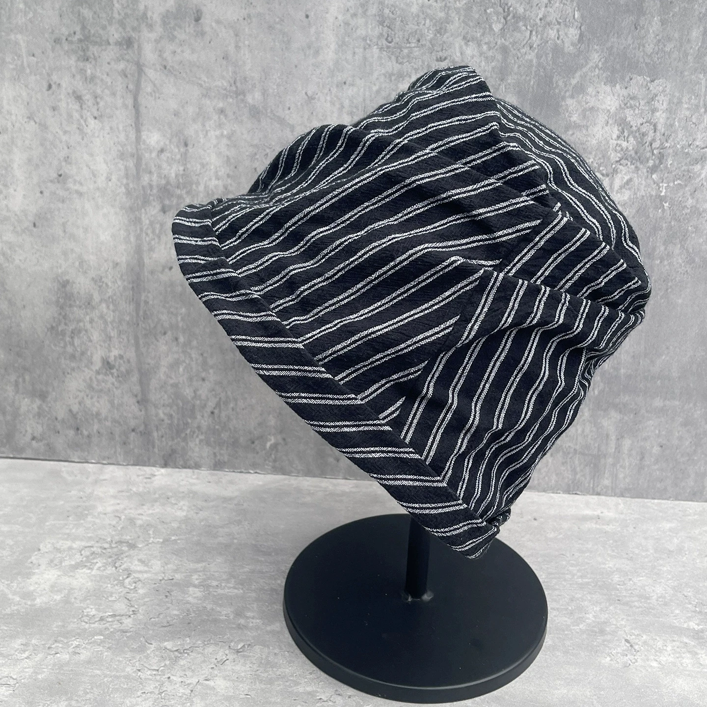 2026 New Striped Ruched Newsboy Caps Women Korean Style Versatile Face-Slimming Sun Protection Foldable Cotton Linen Bucket Hats
