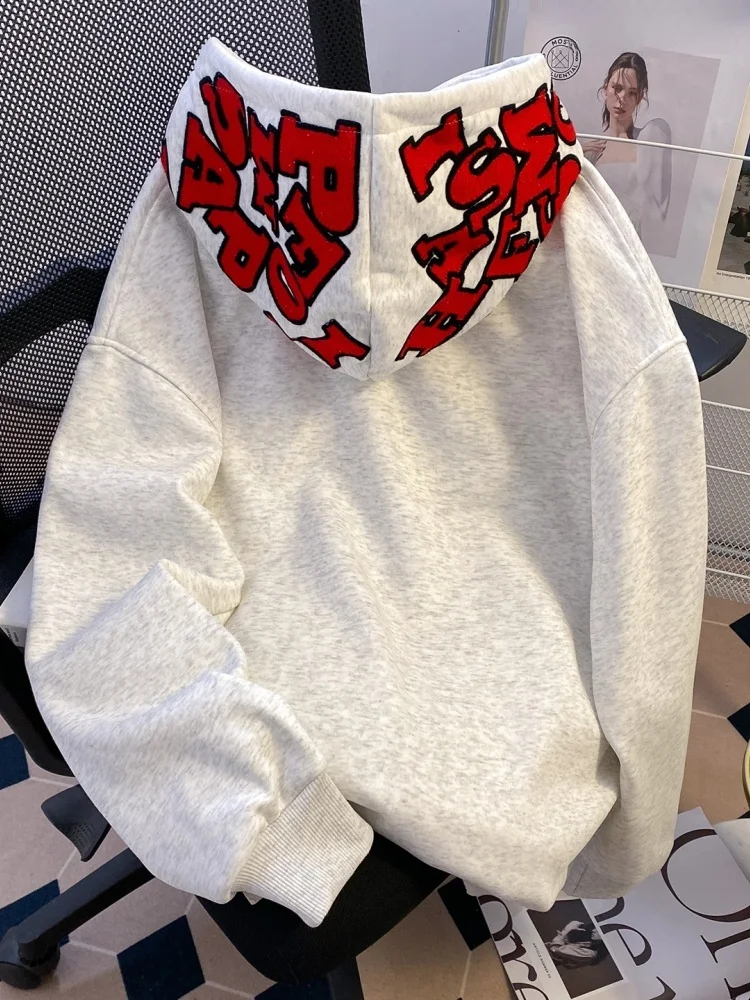 

Hooded Sweatirt Letter Embroidery Oversize Casual Streetwear for Men And Women ay Spring Autumn Winter High Street Sle