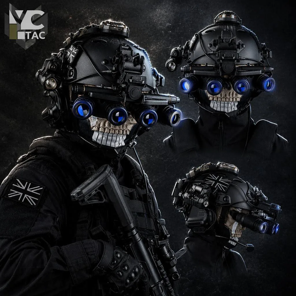 YCTAC COD Tactical FAST Helmet Set Airsoft Ghost Skull Mask with NVG Model Signal Light CS Cosplay Tactical Gear