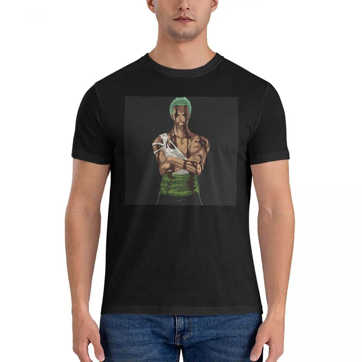 

Roronoa Zoro T Shirts Men 100% Cotton Unique T-Shirts Round Neck One Piece Tee Shirt Short Sleeve Clothing Printing