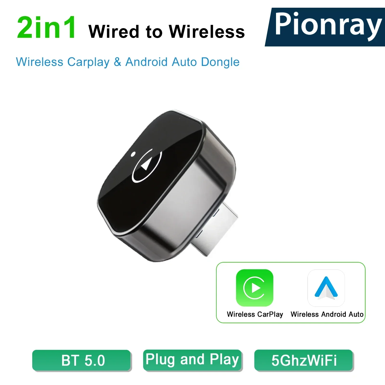2026 Pionray Wireless CarPlay Adapter Upgraded Stable Transmission No Delay Convert Wired to Wireless for Enhanced Car Entertain