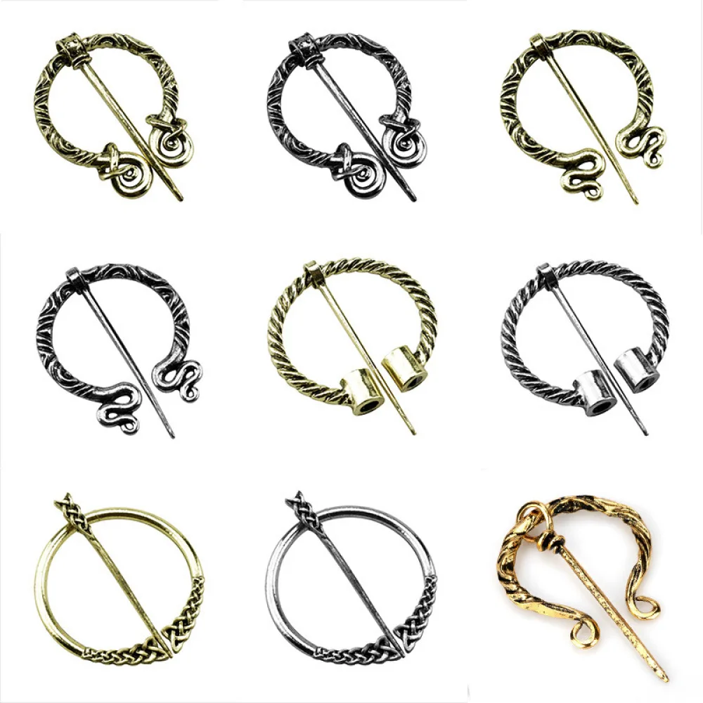 Vintage Celtic Viking Brooch Pin Antique Alloy Cloak Fastener Nordic Style Scarf Buckle Fashion Jewelry For Party Daily