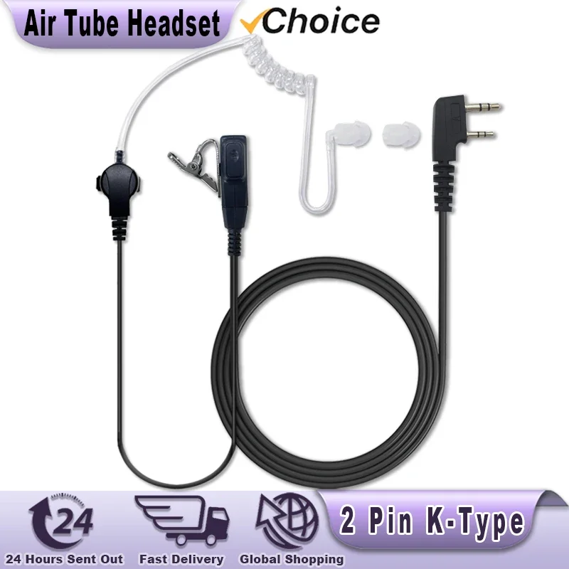 

Наушники Walkie Talkie Acoustic Air Tube Наушники Quansheng UV K5 UV K6 UV 5RPLUS 2-контактный K-порт Ptt Микрофонная гарнитура для UV 5R UV 82