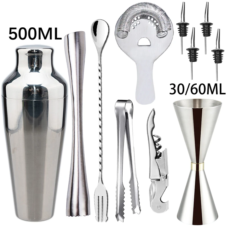 New Professional Boston Stainless Steel Cocktail Shaker Mixer Wine Martini Shaker For Bartender Drink Party Bar Tools Set