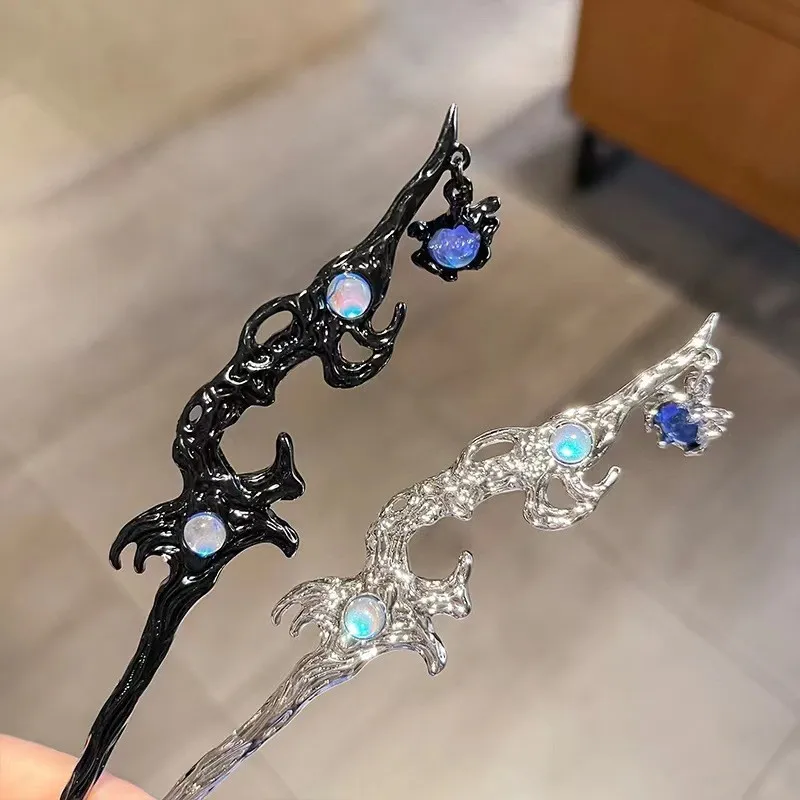 Bastões de cabelo de pedra da lua vintage estilo chinês simples pauzinho de cabelo grampos de cabelo grampos de cabelo femininos joias acessórios para cabelo