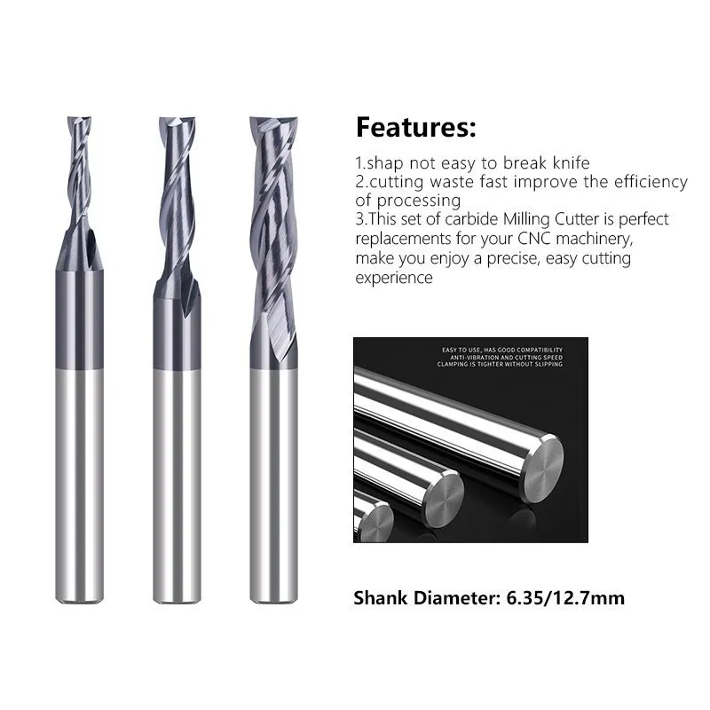 XCAN Milling Cutter 1/4 1/2 Shank Carbide End Mill 28 CNC Router Bit for Woodworking Milling Bit