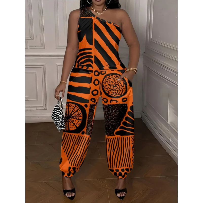 

Повседневный женский облегающий комбинезон с креативным принтом на весну/лето, модный и повседневный женский комбинезон в уличном стиле