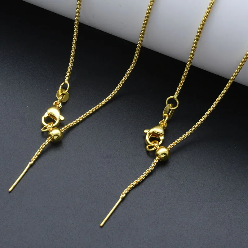 Jewelry Making Findings Gold Plated Copper Polish 1mm Thin Ostiole Pendant Universal Pearl Chain for DIY Women Men Necklace