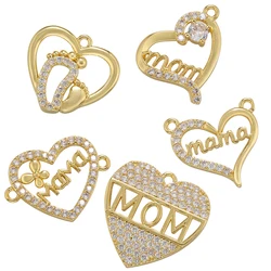 ZHUKOU Gold color MOM Pendant Mother's Day charms Accessories for Women Handmade Necklace Jewelry Wholesale VD1139