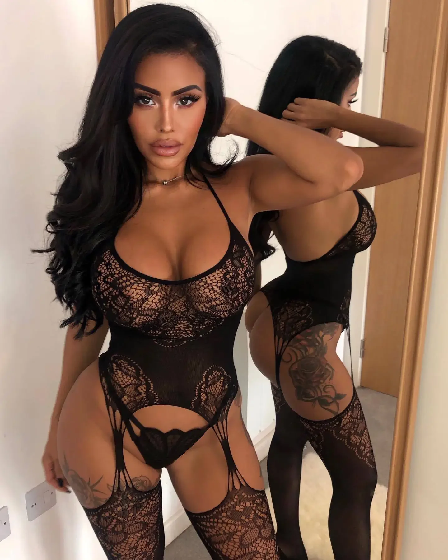 Sexy Lingerie Open Crotch Bodystockings Bodysuit Women Costumes Fishnet Mesh Erotic Sleepwear Crotchless Lenceria Sensual Mujer