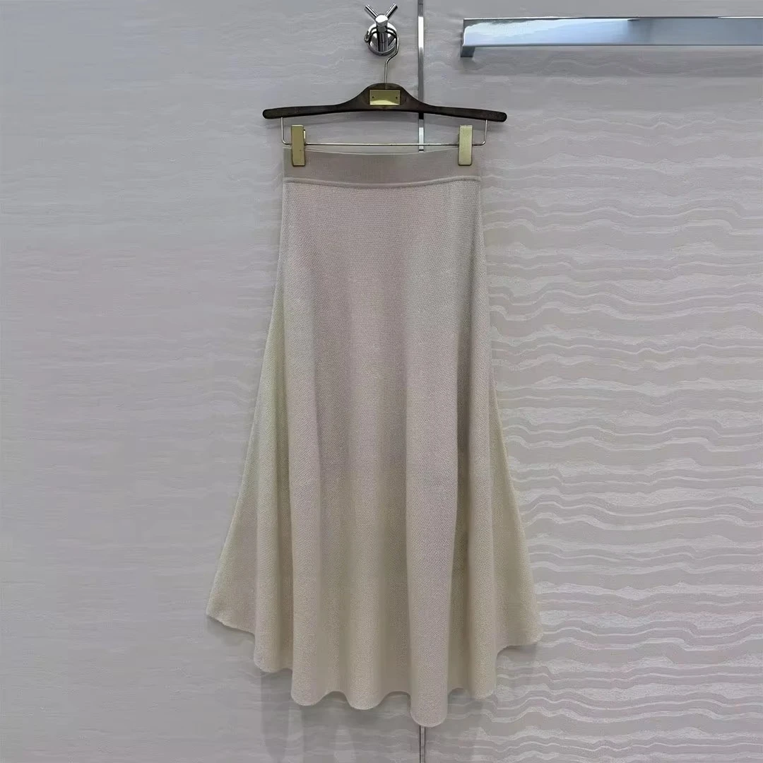 Old Money Style Patchwork Elastic High Waist Wool Knitted A-line Long Skirts Womens 2026 New Autumn Elegant Fashion Loose Skirt