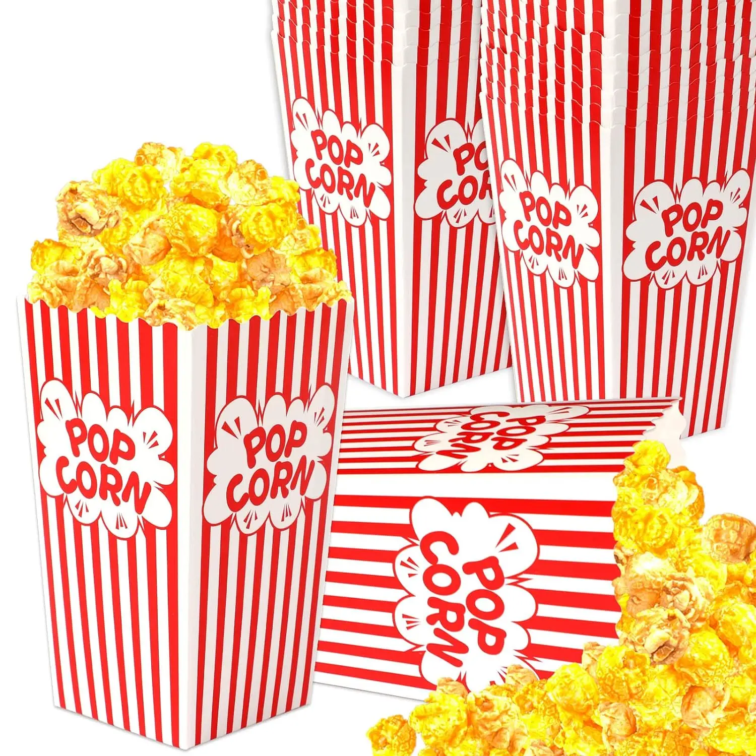 Sacchetti di Popcorn di carta da 25 pezzi Mini secchi di Pop Corn contenitore scatole di Popcorn di notte di film bianco rosso per forniture per