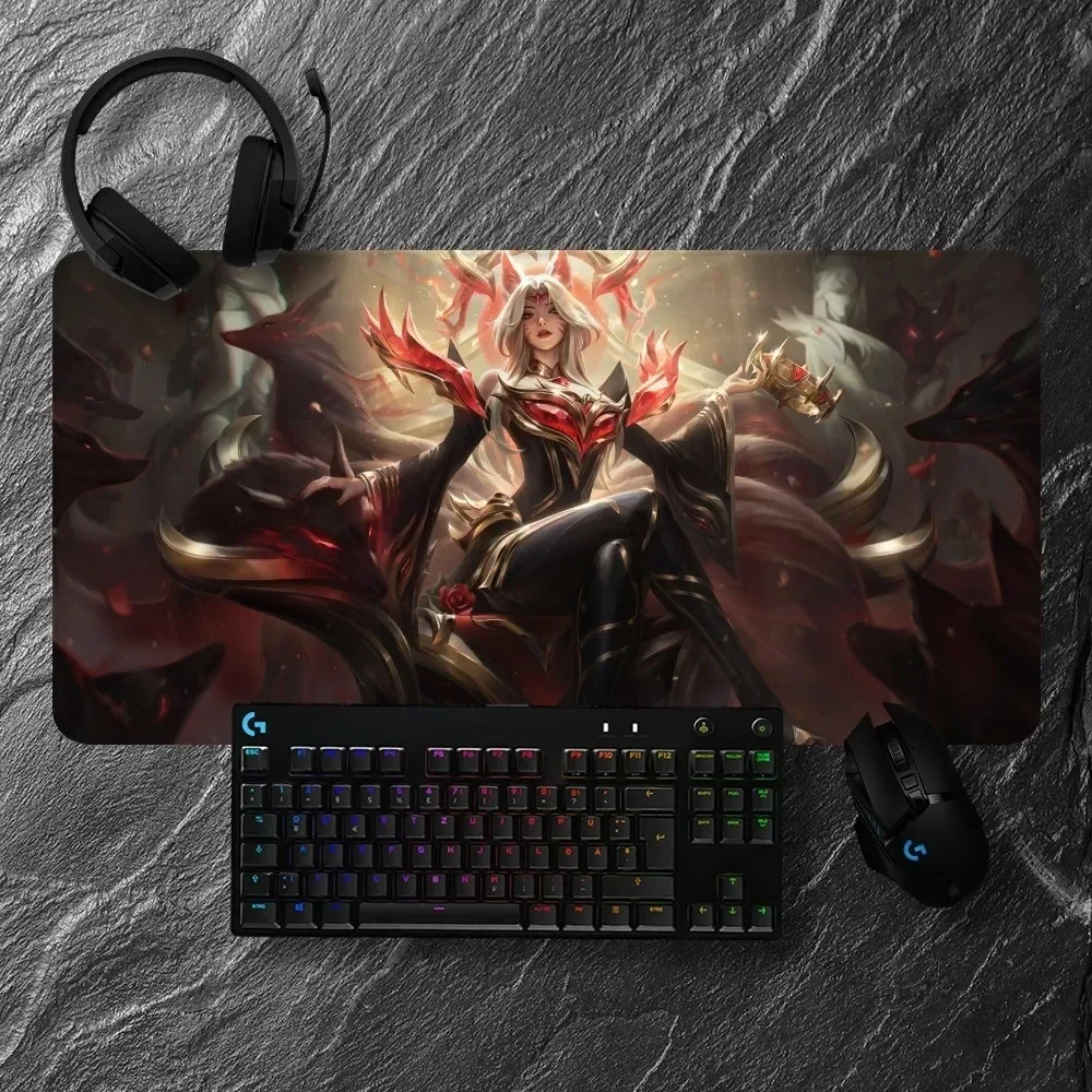 Bantalan Mouse anti selip, bantalan Mouse Pad besar anti selip, matras Gaming, bantalan tulis Keyboard untuk LOL Ahri