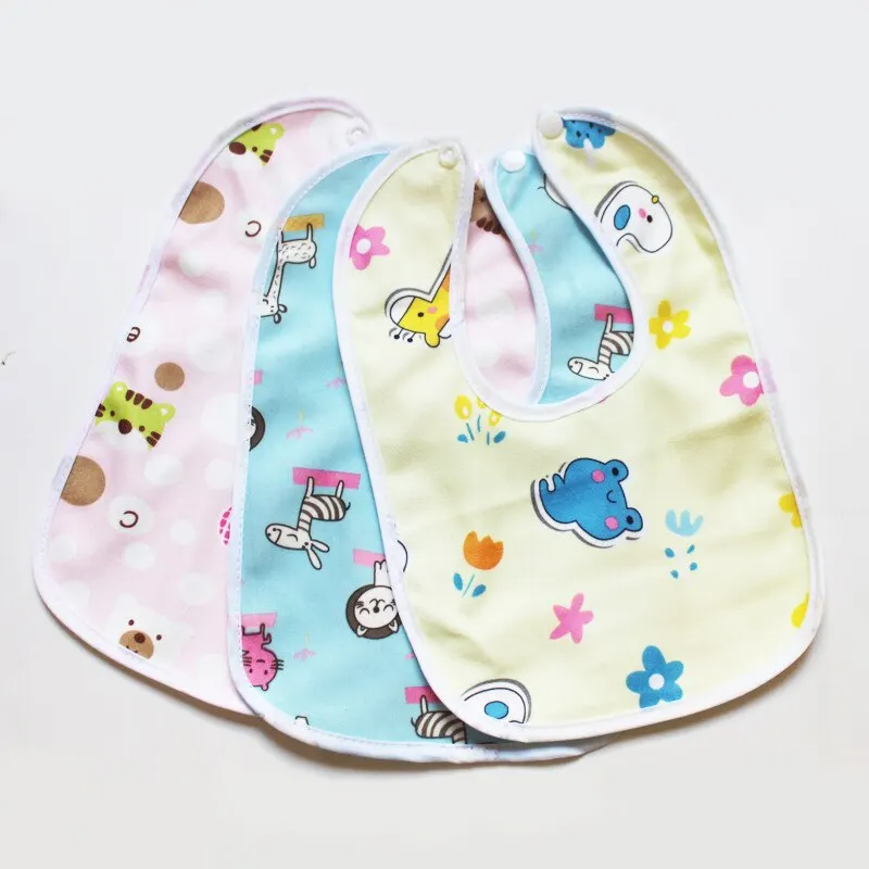 3 Pcs Pack Color Random Washable Waterproof Children Kid Double Layer Super Soft Baby Bib