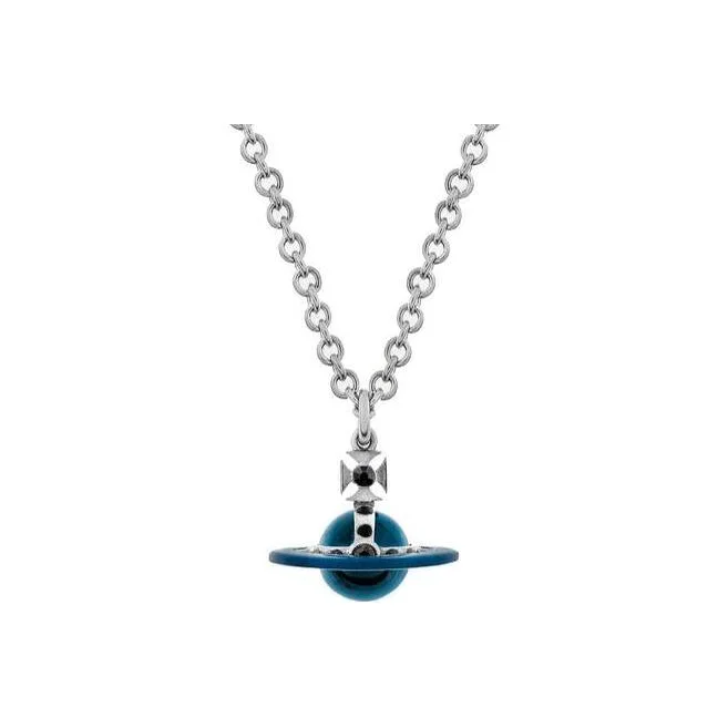 Vivienne Westwood Enamel Brass Crystal Electroplated Necklaces Unisex Silver 630203BI02P361P361