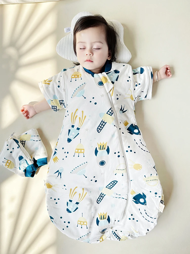 2.5Tog Spring and Autumn Thin Baby Sleeping Bag U-Shaped Cartoon Pure Cotton Kidsren's Sleeping Bag Anti-Kick Quilt 0-3Y Baby Sleeping Bag