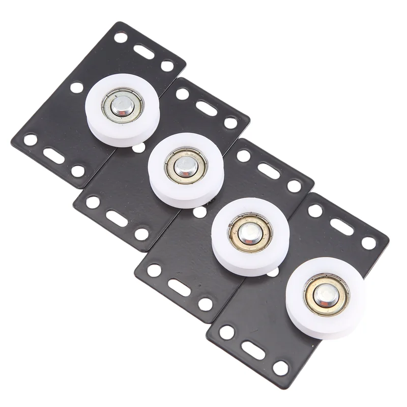 A76K 4 комплекта колес для раздвижных дверей, ролики, шкивы, направляющие для шкафа, гардероба, плавные и бесшумные нейлоновые колеса