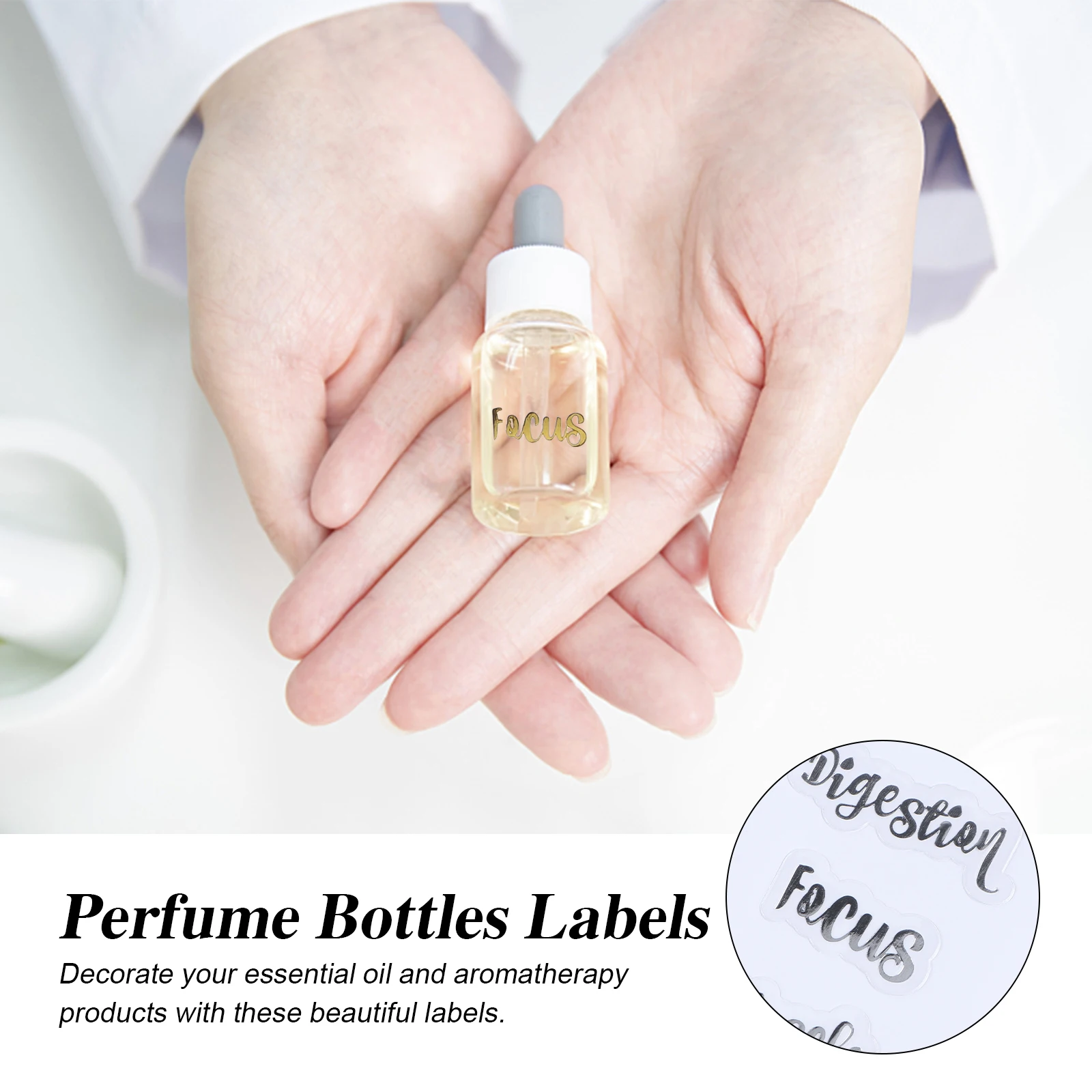 

10 Sheets Essential Oil Stickers Clear Adhesive Labels for Medicine Bottles Dropper Tags PVC Stickers Folder Labels