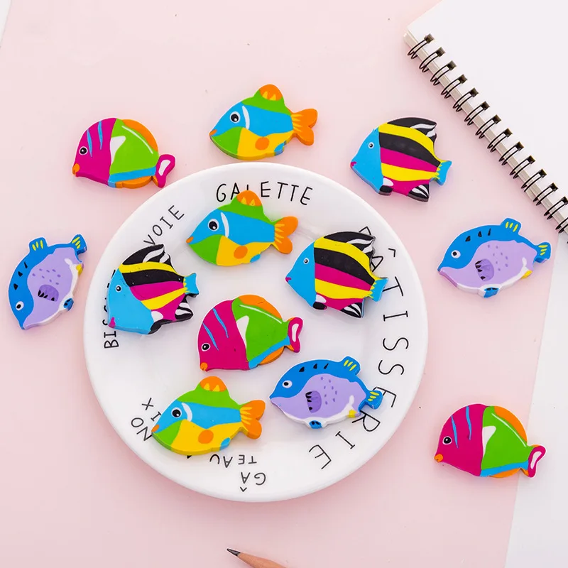 Food Eraser Creative Cartoon Small Fish Eraser Children\'s Gift Eraser Set of 4 Sets of Student Supplies To Erase Handwriting