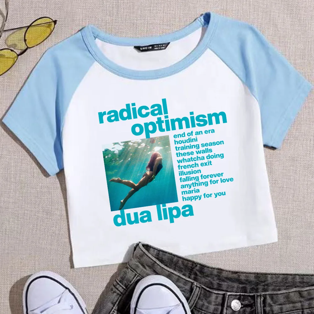 Dua-Lipa Radical Optimism 2024 Woman's Crop T-Shirt T-Shirt Girls Fashion O-Neck Short Sleeves Shirts