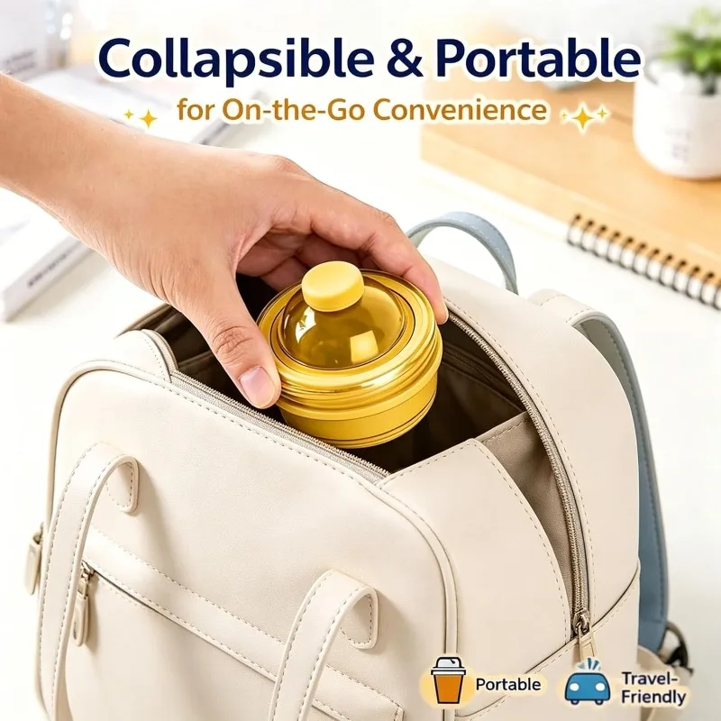 This 2-in-1 collapsible hockey cup comes with a straw and lid. Suitable for various beverages such as coffee and juice. - view 5