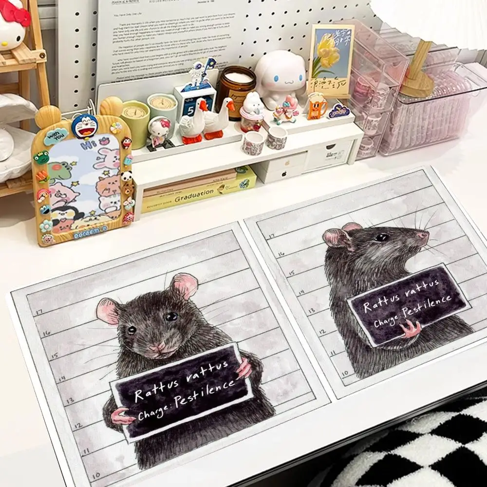 Mugshot Prison Rat Art mousepad large size keyboard accessories laptop office desktop bedroom learning table mat