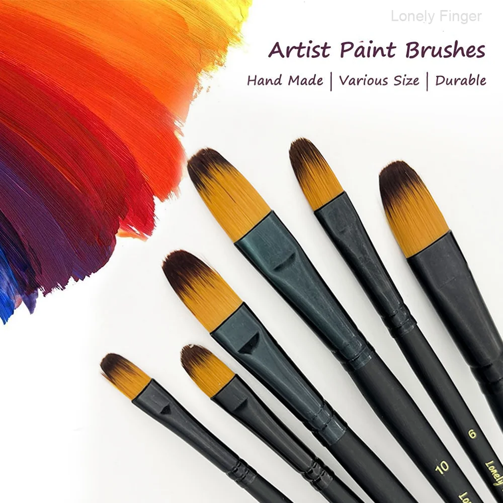 

Профессиональные акварельные кисти — набор кистей Filbert Artist из 6 шт. с синтетическими нейлоновыми волосами для акварели, холста, рукоделия