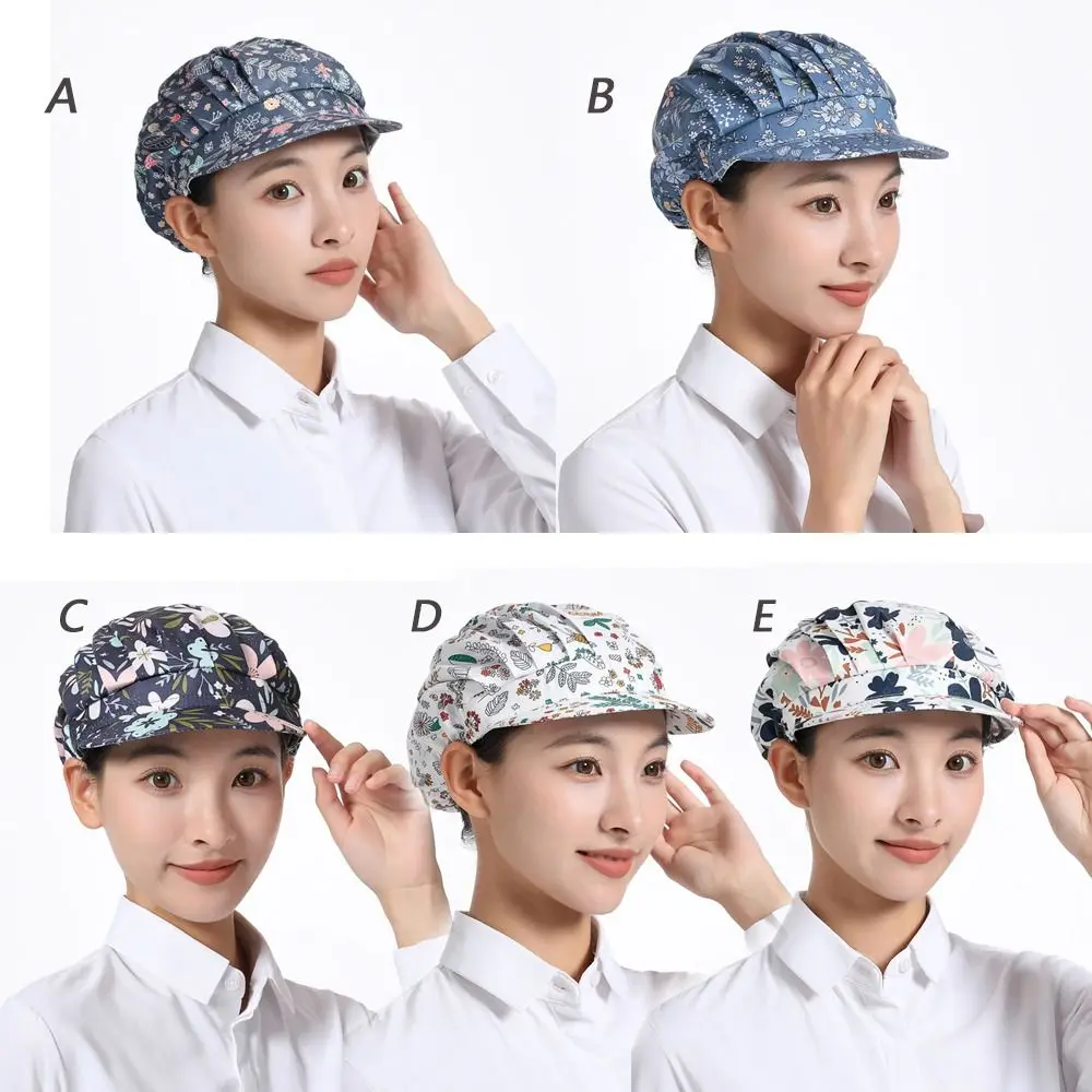Cotton Dust proof Work Cap Women Food Service Printing Chef Cap Bundled Hair Work Headband Hotel Restaurant Hat image 6