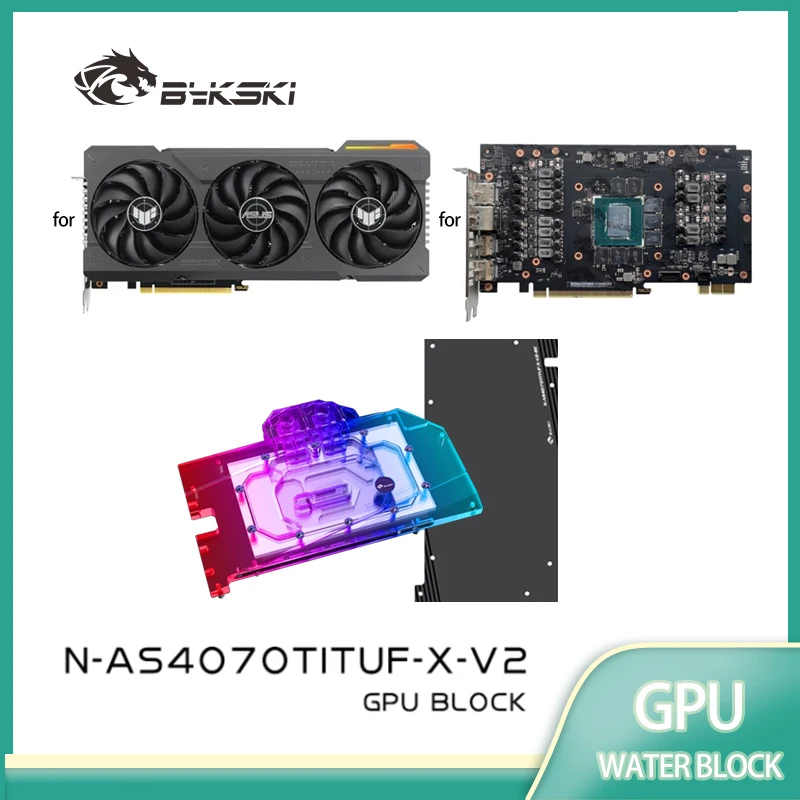 Bykski N-AS4070TITUF-X-V2 GPU Block Use for ASUS TUF RTX 4070Ti 12G GAMING / 4070 Super Dual Video Card Water Cooling Radiator