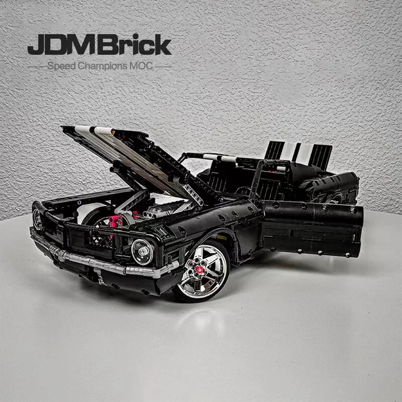 MOC-137695 Domestic Building Block Black Sports Car Vintage Car Puzzle Assembly Regular Car Model Adult Assembly Toy Set