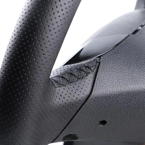 

Black Microfiber Leather Steering Wheel Cover With Stitched Edge For Sedans 2005–2011