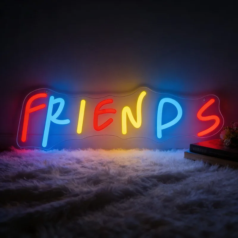 

Friends Neon Sign LED Night Light USB Rechargeable Gradient Color Friendship Decor Lamp for Bedroom Living Room Dorm Gifts