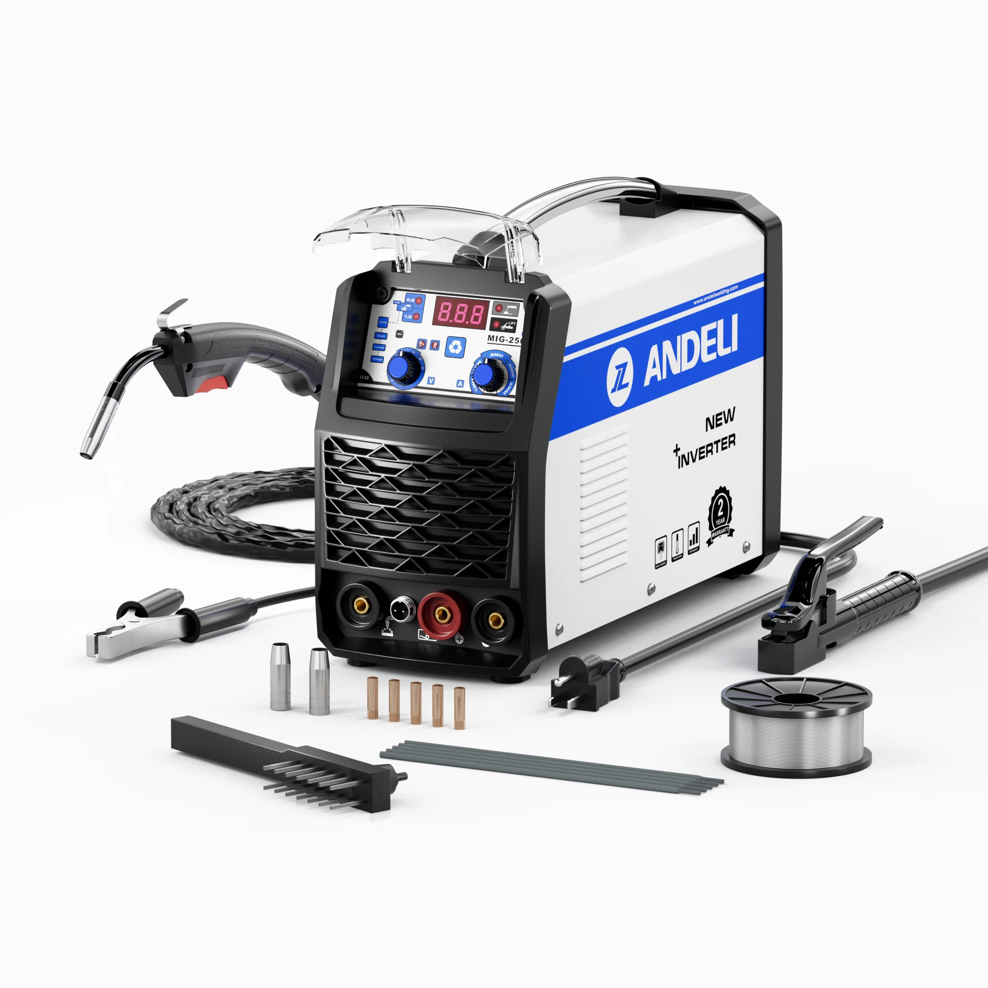 

ANDELI 110V/220V LED MIG-250 LIFT TIG MMA MIG Gasless MIG Welding Machine