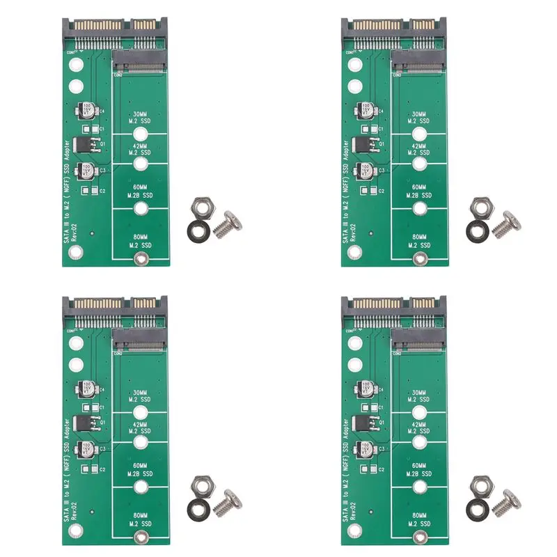 4X Ngff ( M2 ) Ssd To 2.5 Inch Sata Adapter M.2 Ngff Ssd To Sata3 Convert Card For 30/42/60/80Mm M.2 Ssd Hard Drive