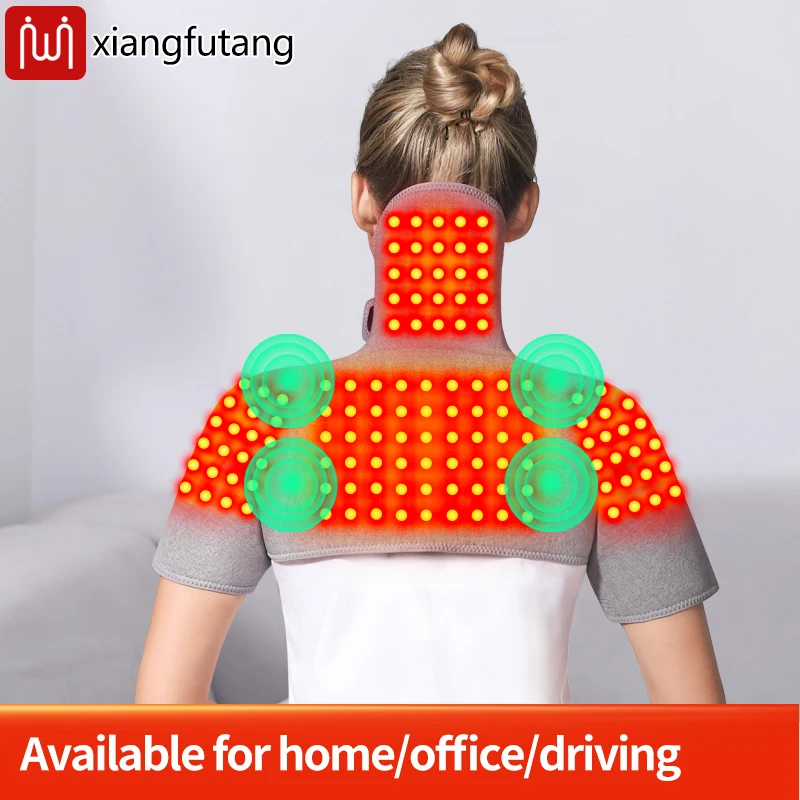 

Портативный красный свет, нагревательная шаль, вибрационный массажер для плеч, снимает боль в плечах, шее, усталость, снимает замороженное плечо