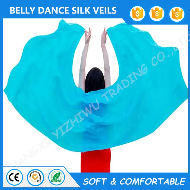Women Solid Color Belly Dance Silk Veils Hand Dyed Pure Color Scarf Shawl Veil for Girls
