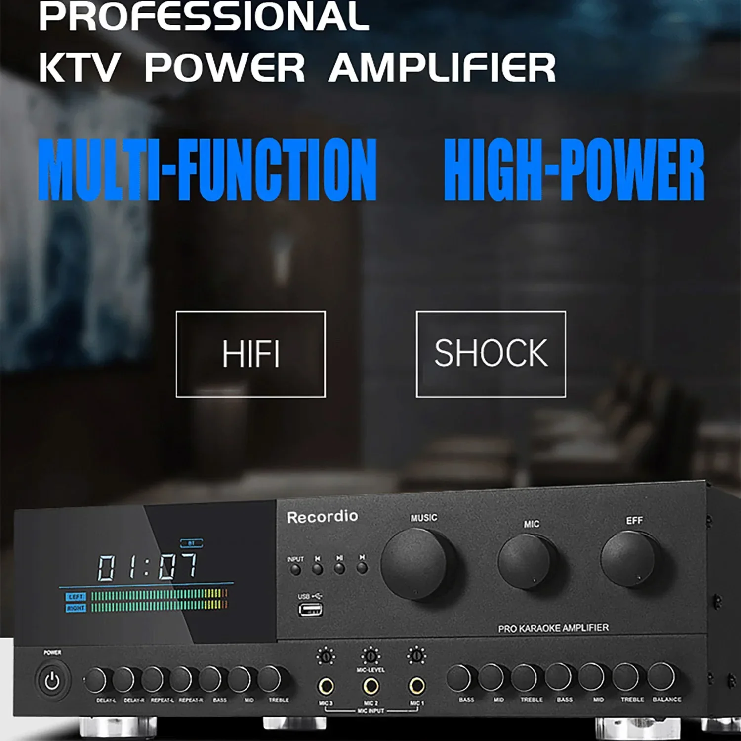 GAP-EK6000 New Professional Sound Amplifier Preamplifier Audio High-power Karaoke Amplifier With USB And BT Amplifier