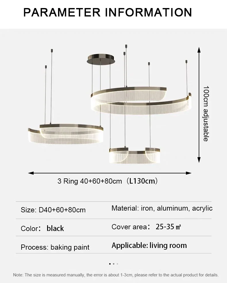 Acrylic LED Pendant Light Living Room Semicircle Chandelier