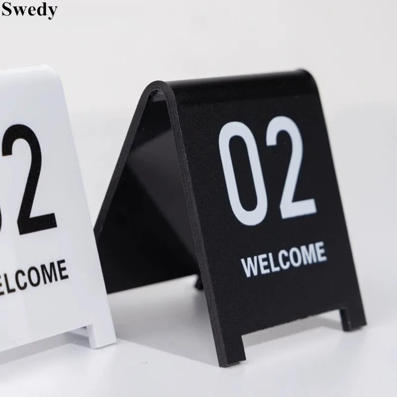5 Pieces Acrylic Table Numbers Display Stand Restaurant Double Sided Wedding Table Number Card Signs Waterproof Tabletop Number