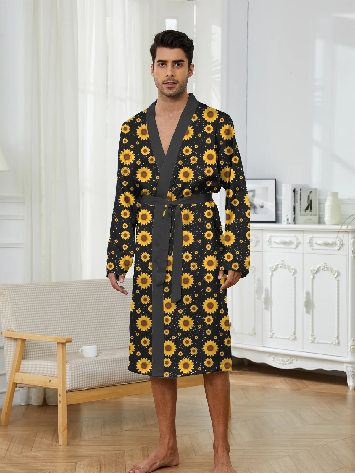 رداء نوم طويل للرجال لربيع 2025 رداء حمام رجالي مطبوع يجب اقتناؤه للترفيه والترفيه رداء خريفي بيجامات مضحكة #1