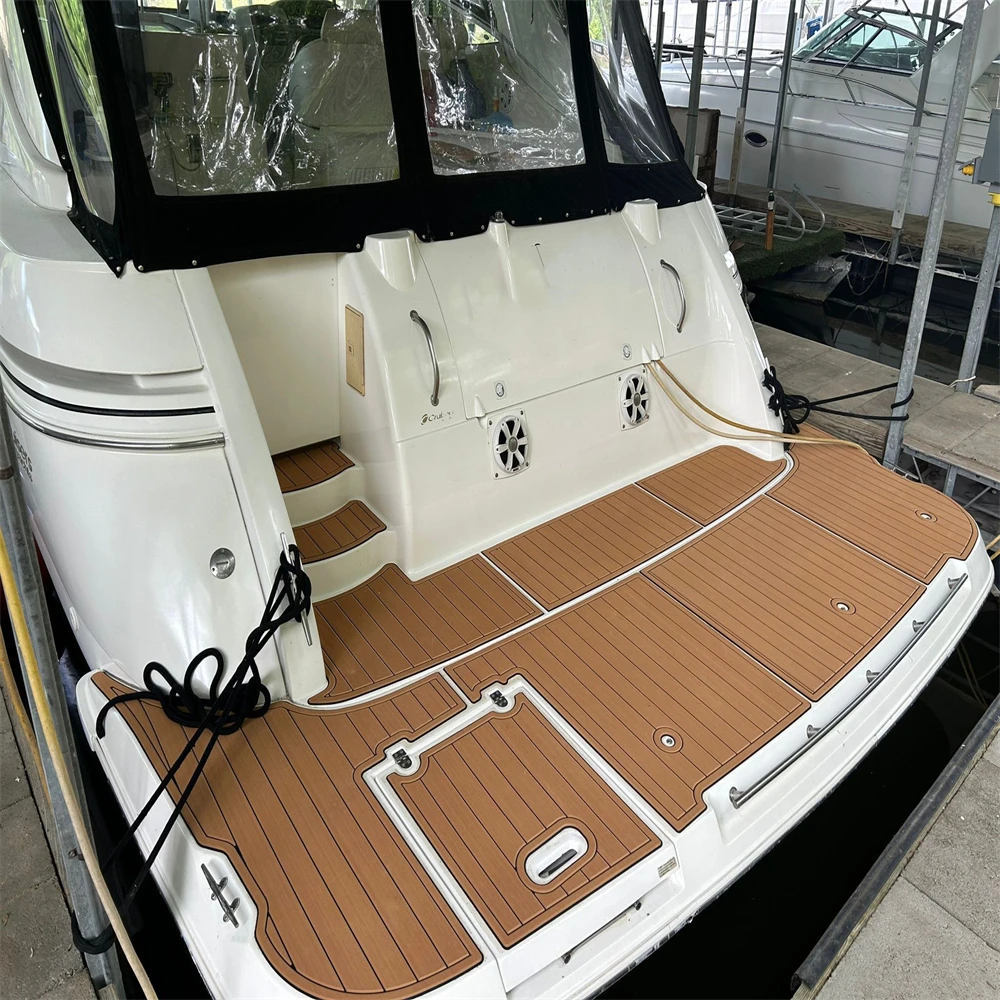 1998-2002 Cruisers Yachts 3870 Swim Platform Cockpit Pad Boat EVA Teak Floor Mat SeaDek MarineMat Gatorstep Style Self Adhesive