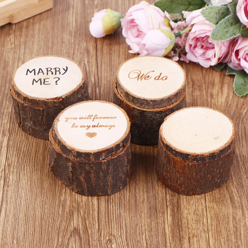 Wooden Wedding Ring Box With Engraved Words For Engagement Wedding Ceremony Proposal Ring Keepsake Anniversary Gifts For Her