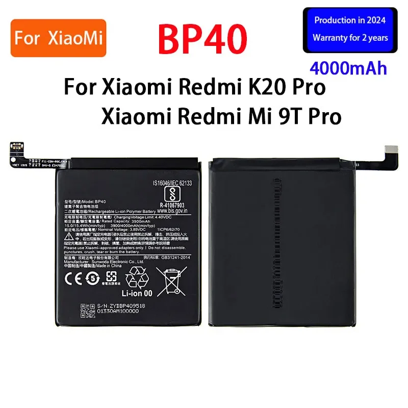 

2024 years Brand New BP40 4000mAh Battery For Xiaomi Redmi K20 Pro / Mi 9T Pro BP40 Phone Replacement Batteries