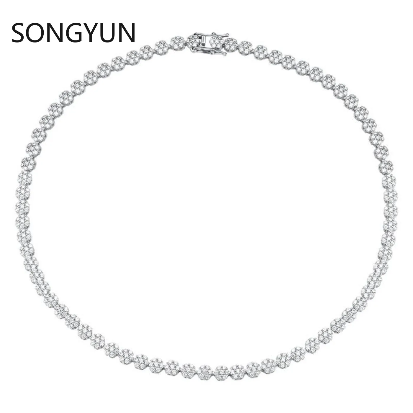 SongYun Luxury Jewelry 925 Sterling Silver Tennis Chain Necklace For Women Men Moissanite Diamond Tennis Necklaces Fine Jewelry